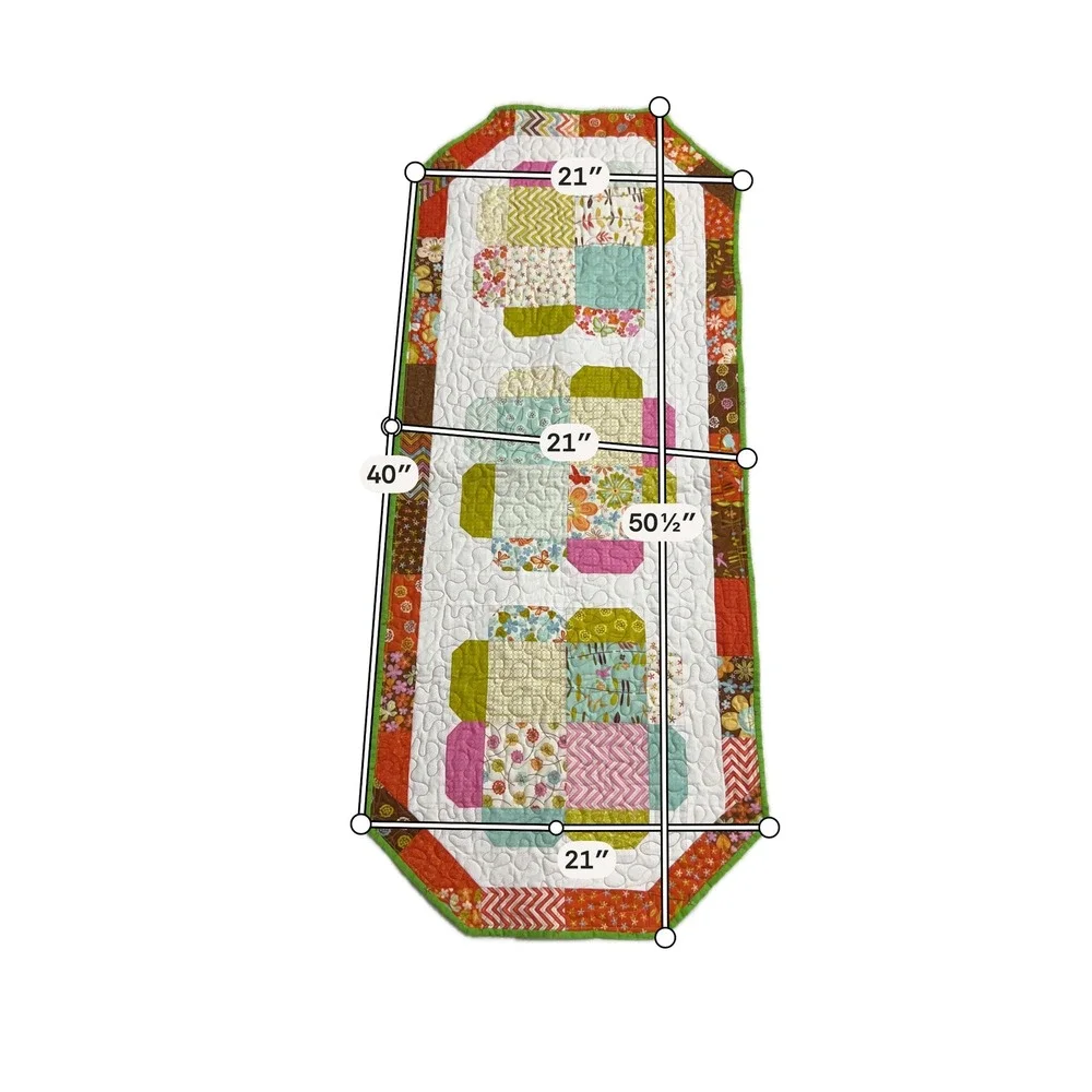 Handmade Quilted Patchwork Table Runner 50 x 21 Inch Colorful Cottage Decor